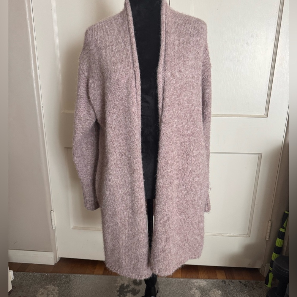 Nation Ltd Alpaca Cardigan Drop Shoulder Longer Length  Wool Size S Long Sleeves